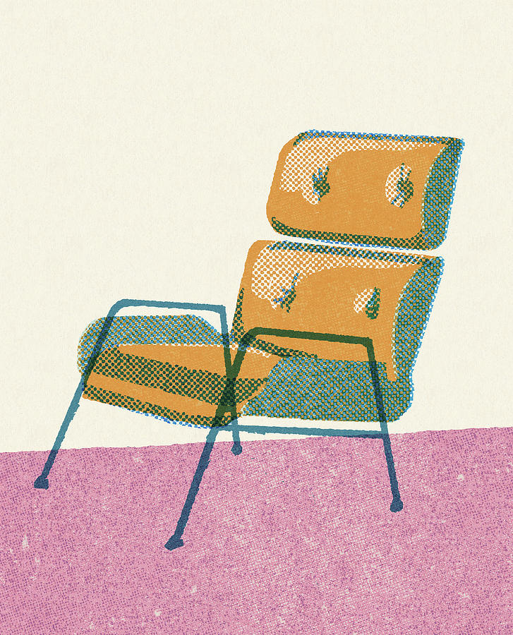 Vintage Drawing - Mid Century Modern Armchair #4 by CSA Images