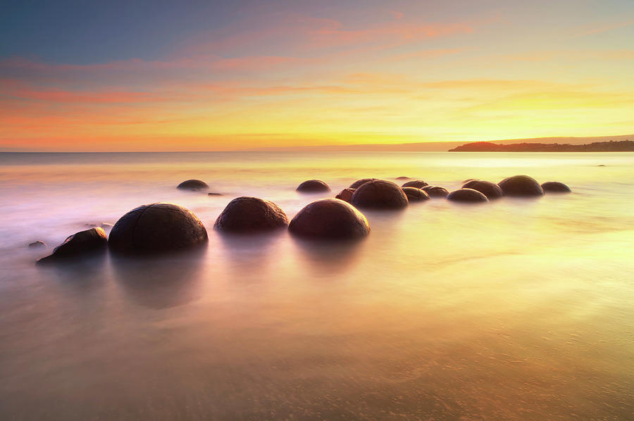 Moeraki Boulders On Beach, New Zealand #4 Digital Art by Maurizio Rellini
