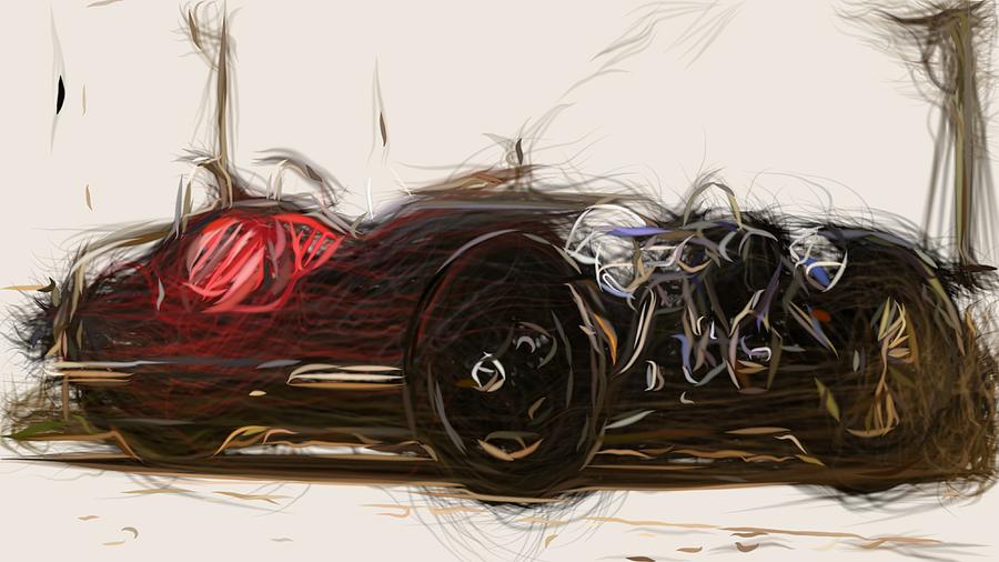 Morgan 3 Wheeler Draw #4 Digital Art by CarsToon Concept