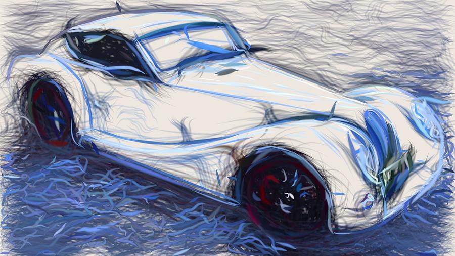 Morgan Aero Coupe Draw #5 Digital Art by CarsToon Concept