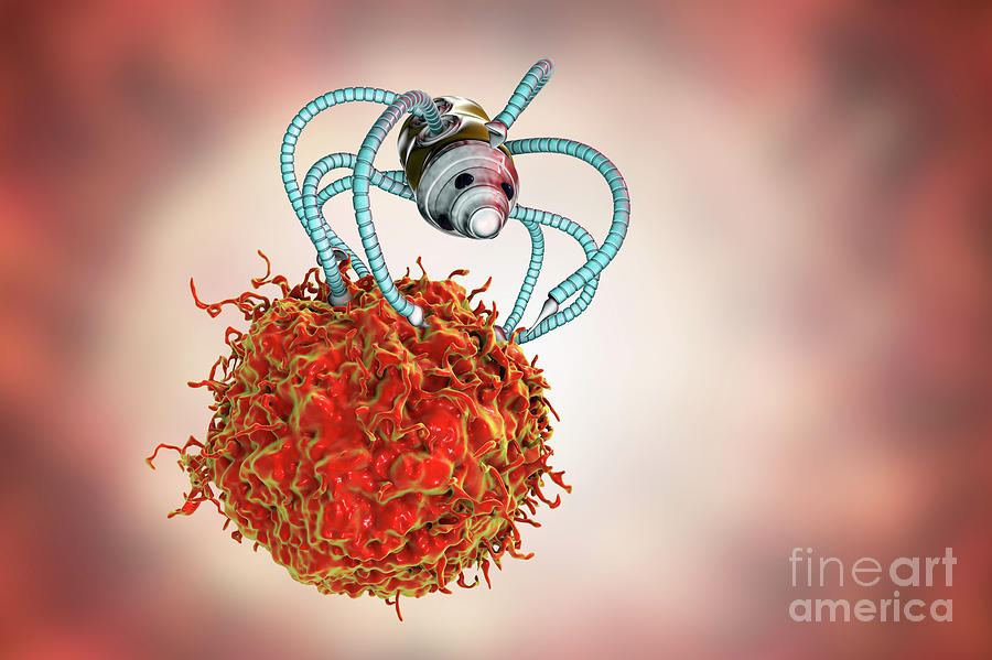 Attacking Photograph - Nanorobots Attacking Cancer #4 by Kateryna Kon/science Photo Library