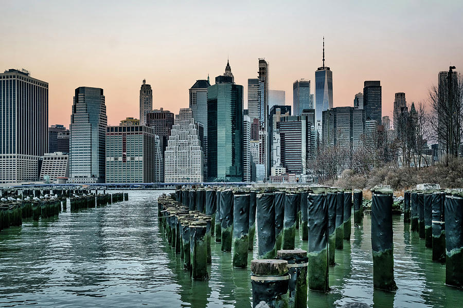 New York City, Downtown Manhattan Seen From Brooklyn #4 Digital Art by Lumiere