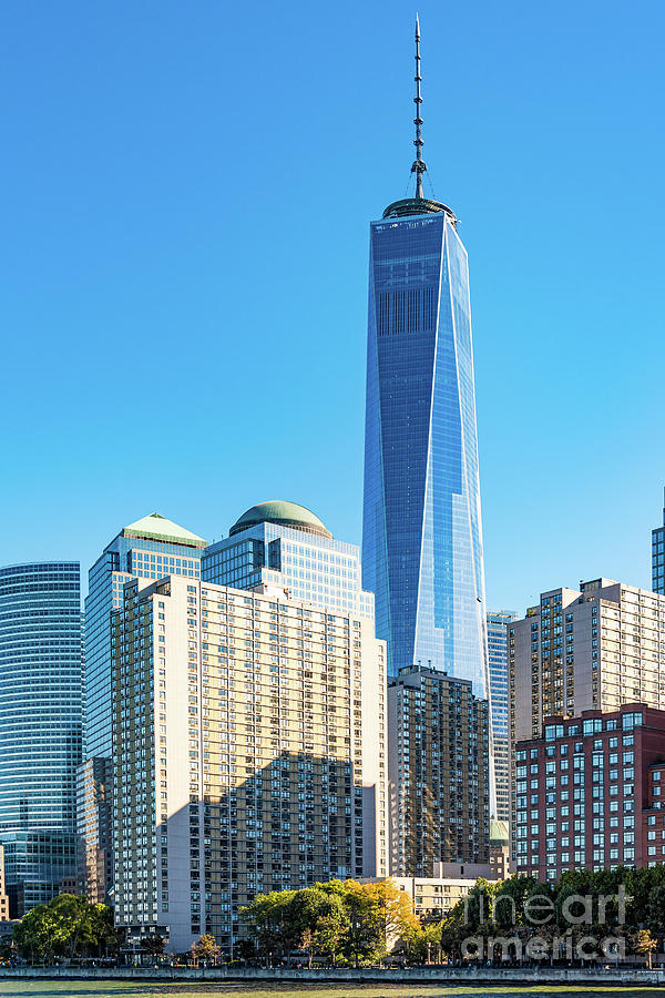 New York City, USA, One World Trade Center building in the urban ...