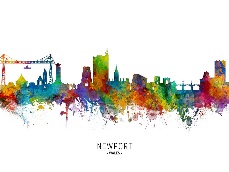 Newport Wales Skyline #4 Digital Art by Michael Tompsett