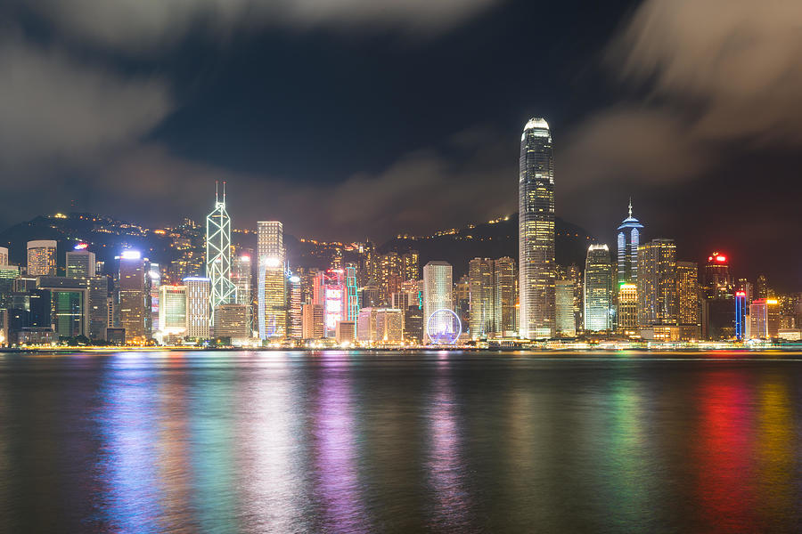 Night View Of Victoria Harbour In Hong Photograph by Prasit Rodphan ...