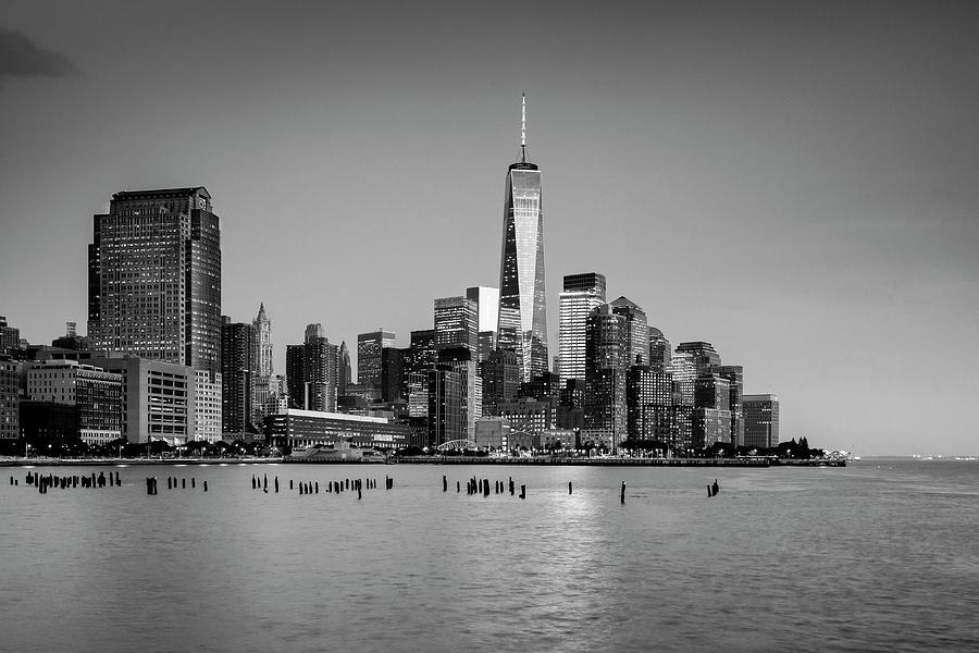 Black And White Digital Art - Nyc Skyline With Freedom Tower #4 by Olimpio Fantuz