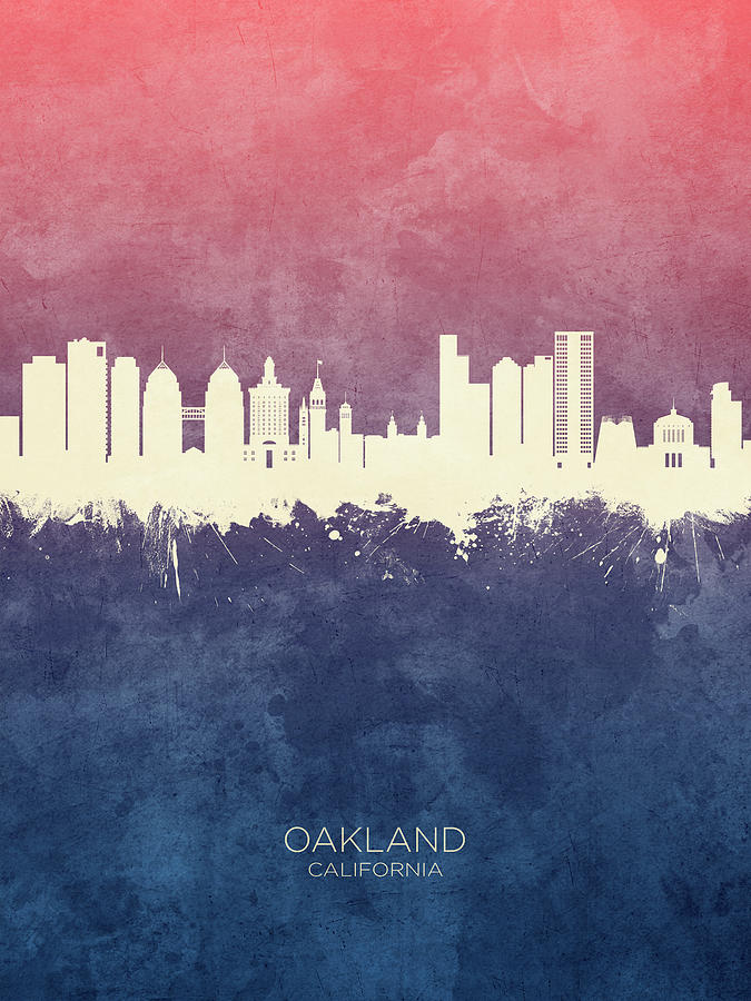 Oakland Digital Art - Oakland California Skyline #4 by Michael Tompsett
