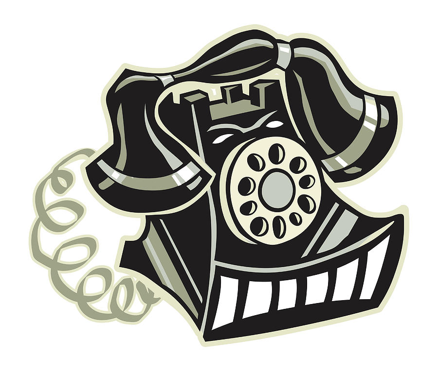 Vintage Drawing - Old Fashioned Telephone #4 by CSA Images
