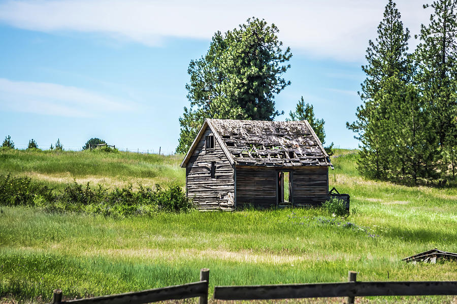 Old Log Cabin On Ranch In The Mountains #4 Photograph by Alex Grichenko