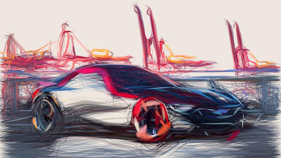 Opel GT Draw #5 Digital Art by CarsToon Concept