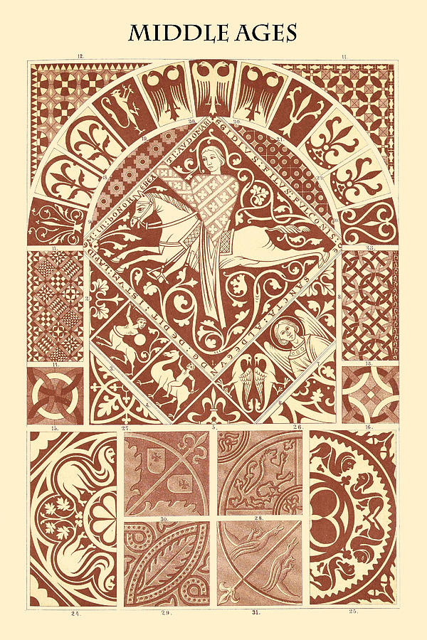 Ornament-MIDDLE AGES #4 Painting by Racinet