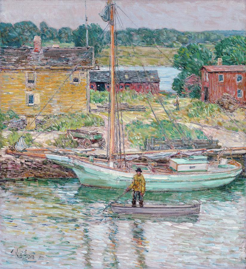 Childe Hassam Painting - Oyster Sloop, Cos Cob #4 by Childe Hassam