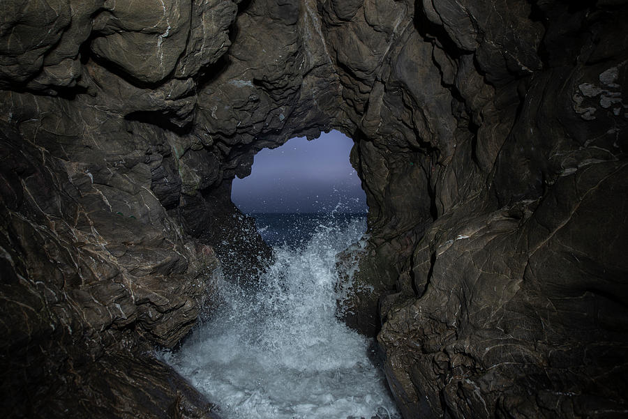 Pacific Waves Crash Through A Sea Cave At Leo Carillo State Park ...