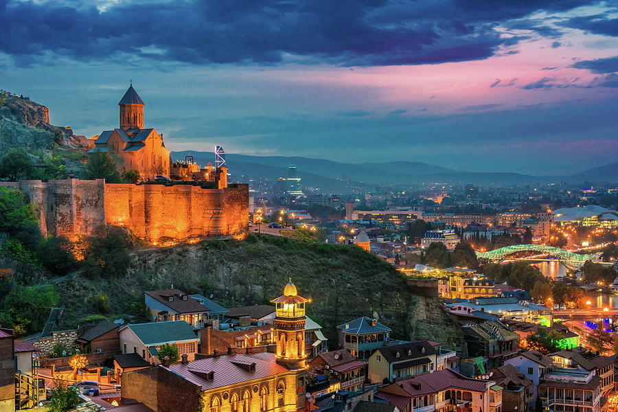 Panoramic view of Tbilisi, Georgia after sunset Photograph by T ...