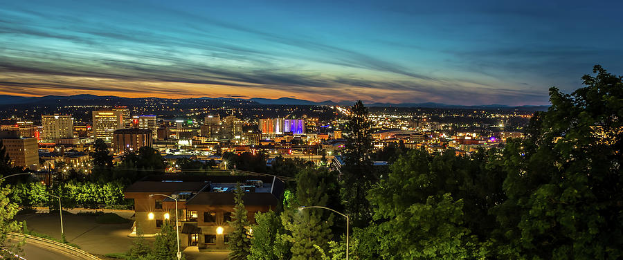 Panoramic View Spokane Washington Downtown City Skyline #4 Photograph by Alex Grichenko