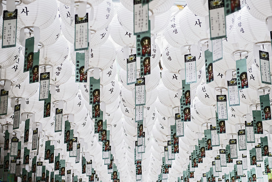 Buddha Photograph - Paper Lanterns At Bukhansan Temple In Seoul #4 by Cavan Images