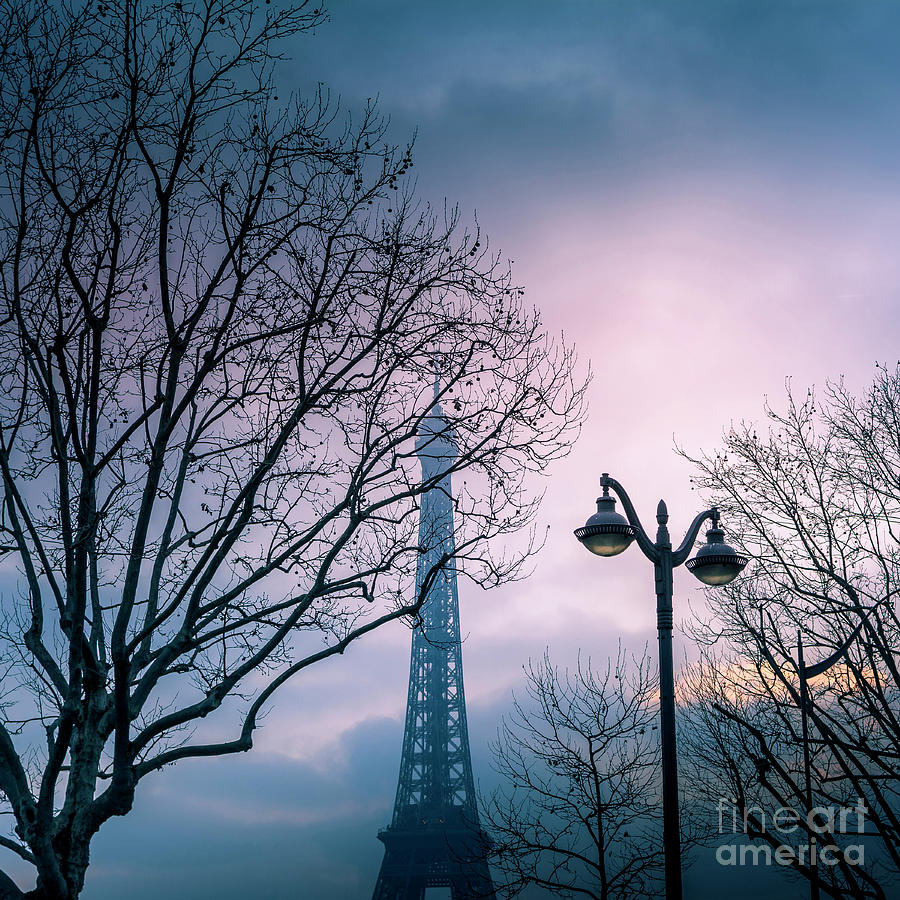 Winter Photograph - Paris  Eiffel tower at sunset #4 by Bernard Jaubert