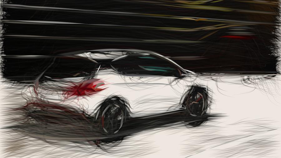 Peugeot 208 GTi Drawing #5 Digital Art by CarsToon Concept