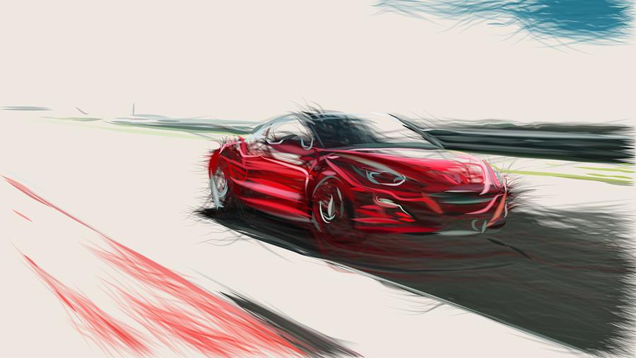 Peugeot RCZ R Drawing #5 Digital Art by CarsToon Concept