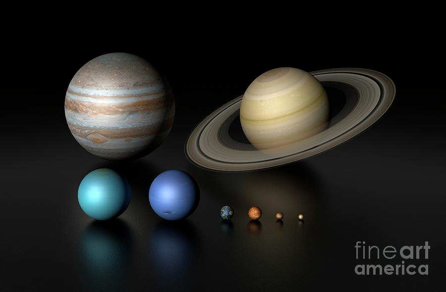 Planetary Size Comparison #4 Photograph by Mikkel Juul Jensen/science Photo Library