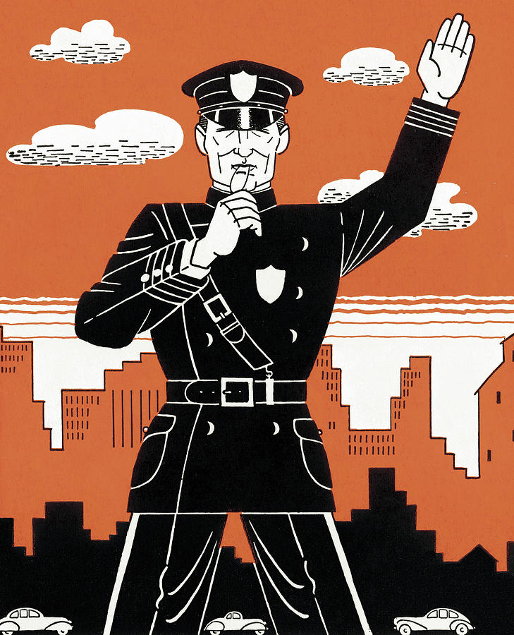 Vintage Drawing - Policeman #4 by CSA Images