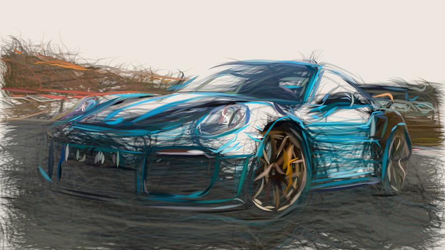 Porsche 911 Gt2 Rs Drawing Digital Art By Carstoon Concept