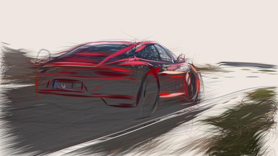 Porsche 911 GTS Drawing #5 Digital Art by CarsToon Concept