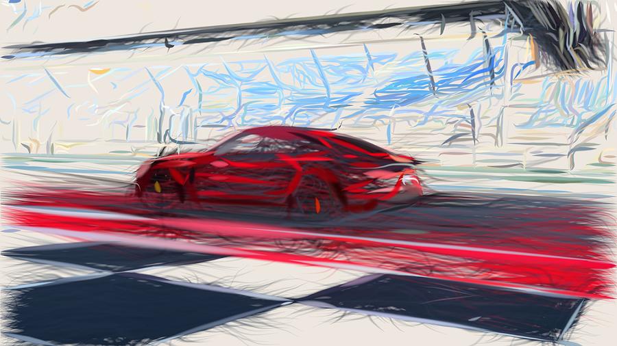 Porsche Panamera GTS Drawing #5 Digital Art by CarsToon Concept