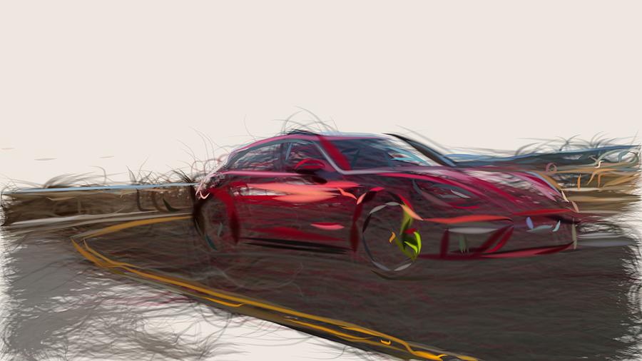 Porsche Panamera Turbo S E Hybrid Drawing #5 Digital Art by CarsToon Concept