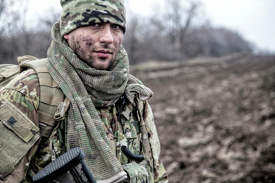 Portrait Of Modern Combatant With Dirty #4 Photograph by Oleg Zabielin