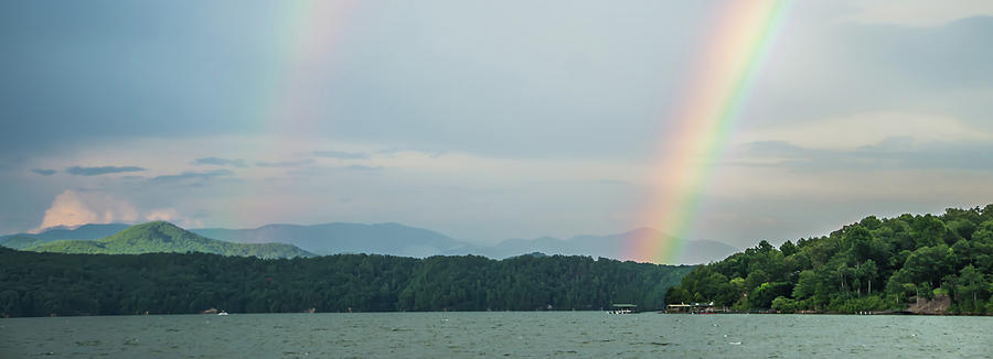 Rainbow After Thunderstorm At Lake Jocassee South Carolina #4 Photograph by Alex Grichenko