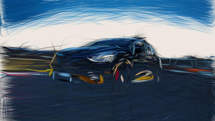 Renault Clio R.S. 18 Drawing #5 Digital Art by CarsToon Concept