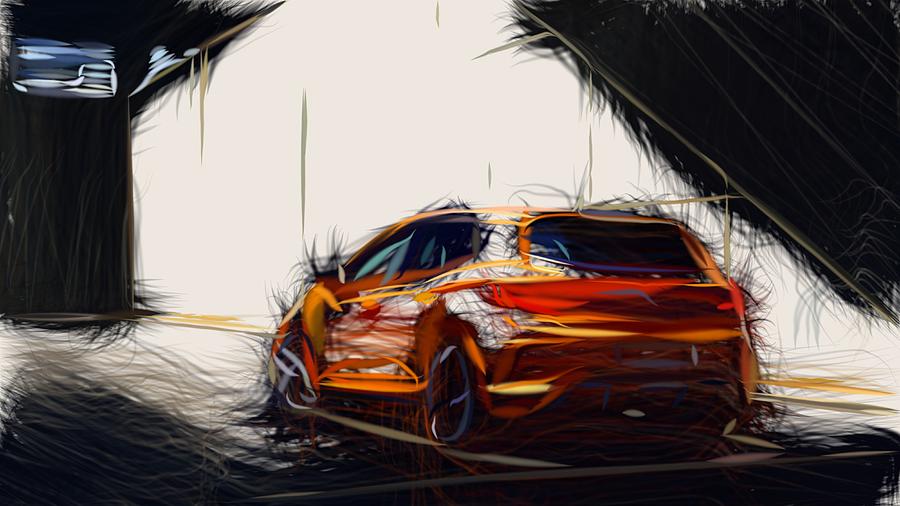 Renault Megane RS Drawing #5 Digital Art by CarsToon Concept
