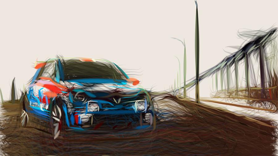 Renault Twin Run Drawing #5 Digital Art by CarsToon Concept