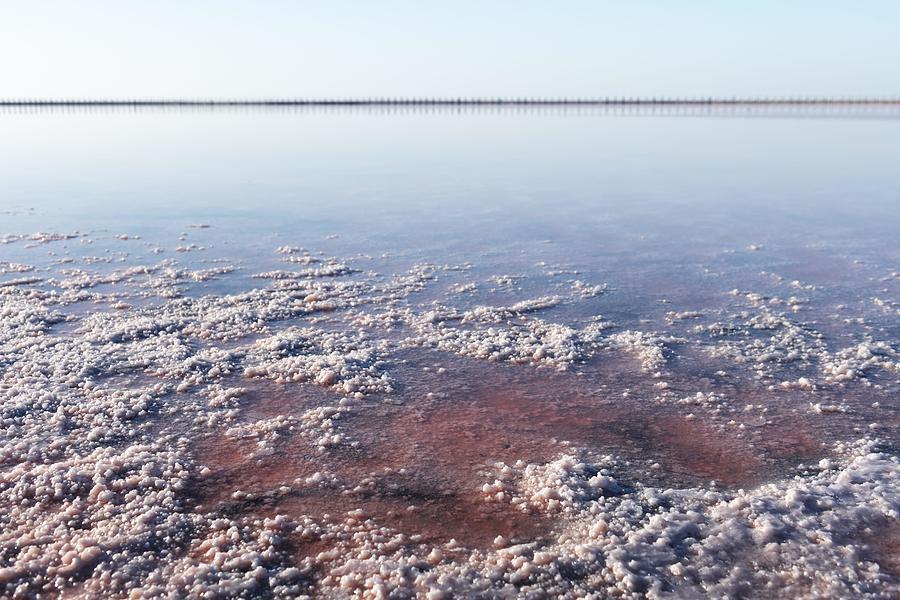 Summer Photograph - Salt Crystals In Pink Water Salt Lake #4 by Ivan Kmit