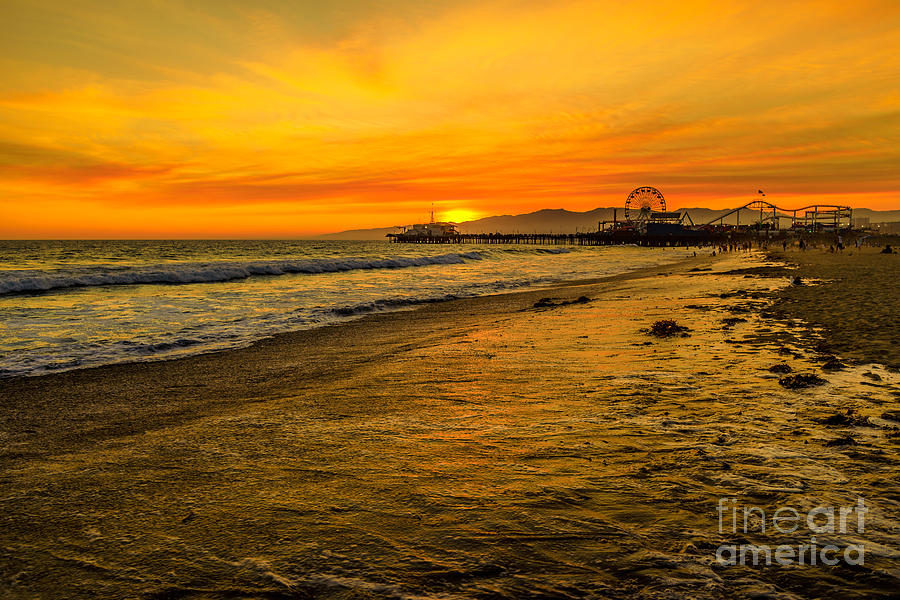 Santa Monica Pier sunset #4 Photograph by Benny Marty