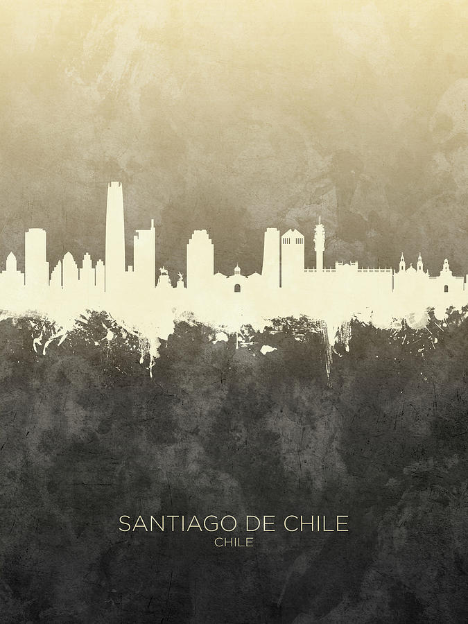 Skyline Digital Art - Santiago de Chile Skyline #4 by Michael Tompsett