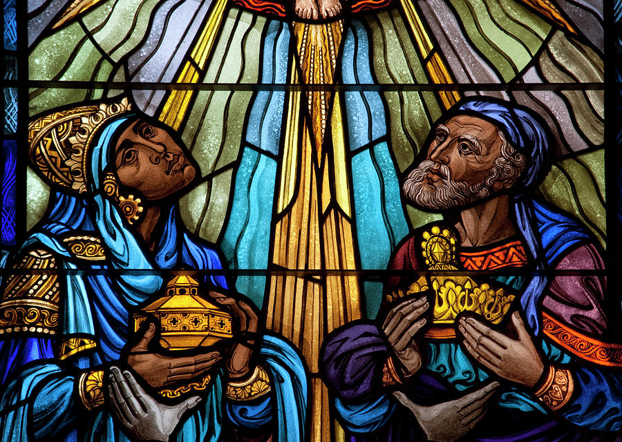 Singing Windows stained glass, designed by J&R Lamb, located in the University chapel at Tuskegee University, Tuskegee, Alabama #4 Painting by Carol Highsmith