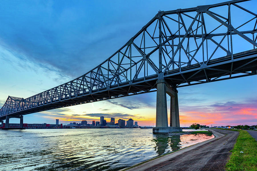 Skyline & Bridge, New Orleans, La #4 Digital Art by Claudia Uripos