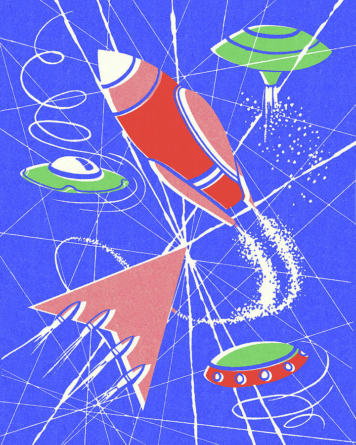 Science Fiction Drawing - Spaceships #4 by CSA Images