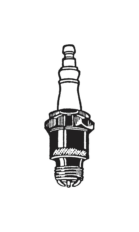 Black And White Drawing - Spark Plug #4 by CSA Images