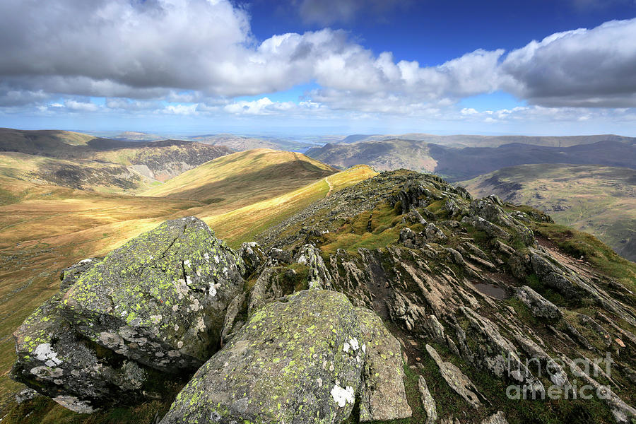 Striding Edge ridge on the way to Helvellyn fell Lake District ...