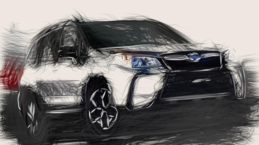 Subaru Forester XT Draw #5 Digital Art by CarsToon Concept