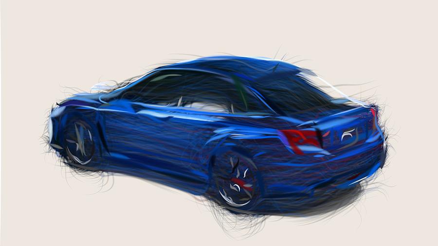 Subaru Impreza WRX STI S206 Draw #5 Digital Art by CarsToon Concept
