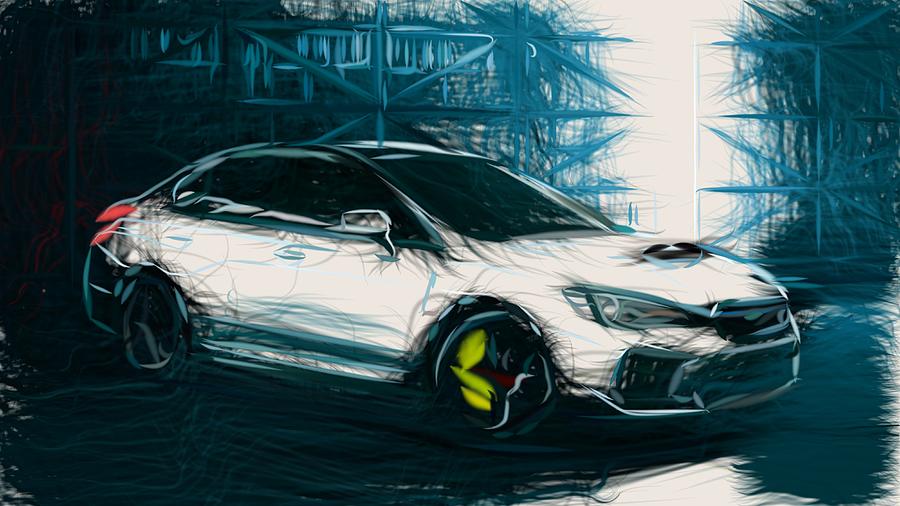 Subaru WRX STI Drawing #5 Digital Art by CarsToon Concept