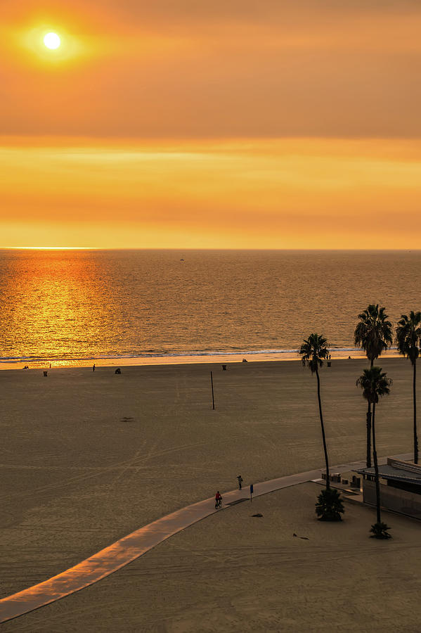 Sunset At Santa Monica Beach And Pier #4 Photograph by Alex Grichenko