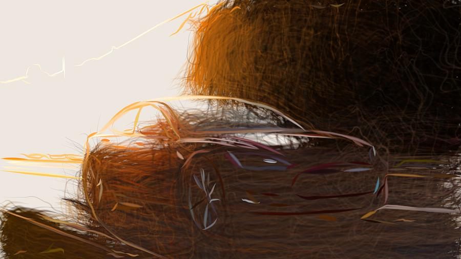 Tesla Model S Drawing #5 Digital Art by CarsToon Concept