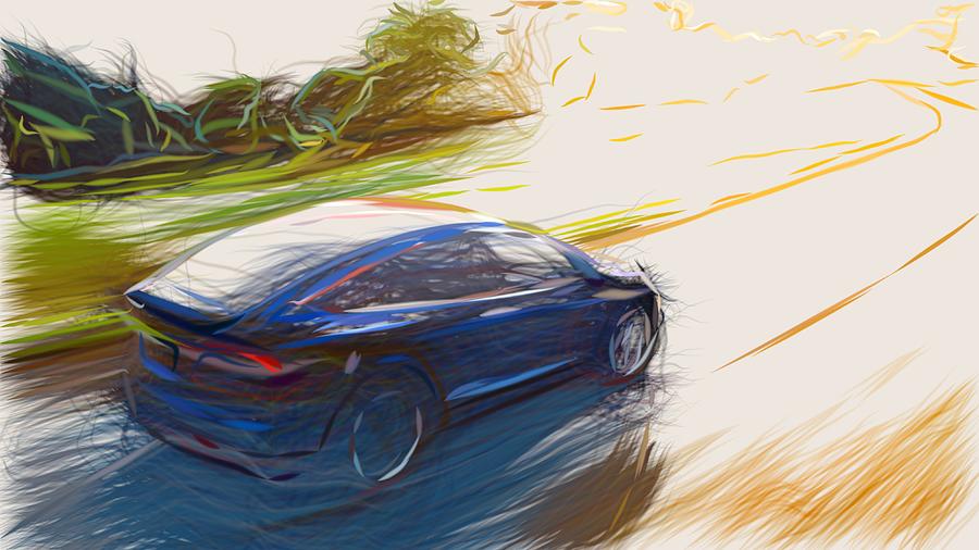 Tesla Model X Drawing #5 Digital Art by CarsToon Concept