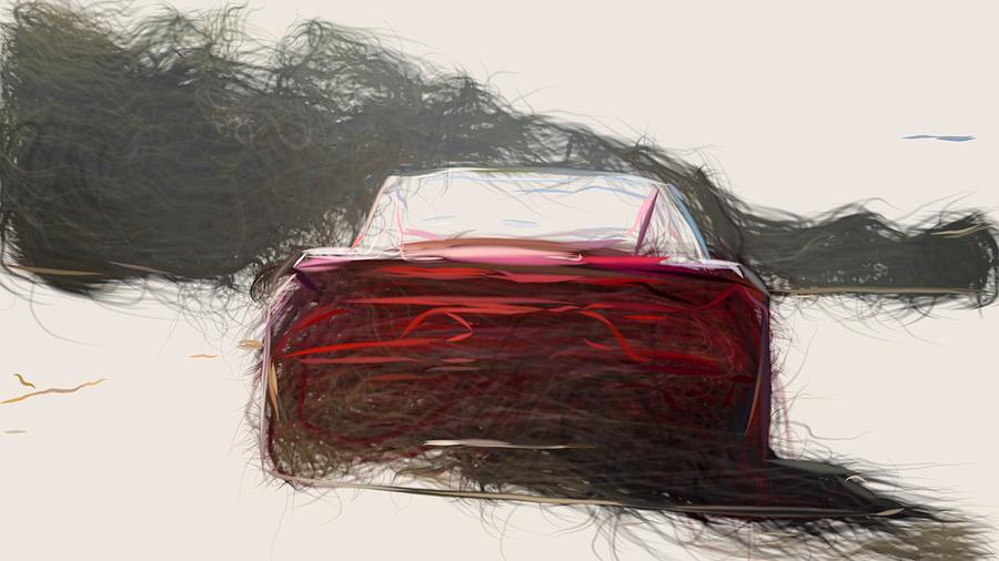 Tesla Roadster Drawing #5 Digital Art by CarsToon Concept