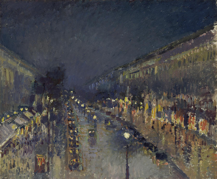 Camille Pissarro Painting - The Boulevard Montmartre at Night #4 by Camille Pissarro